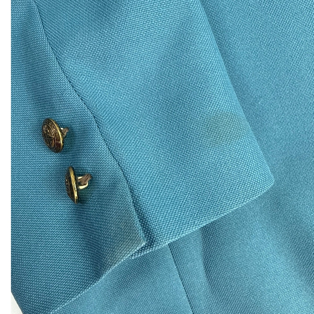 Vintage 1970s Kroesens Men’s Slate Blue Polyester Blazer Brass Buttons 40" Chest