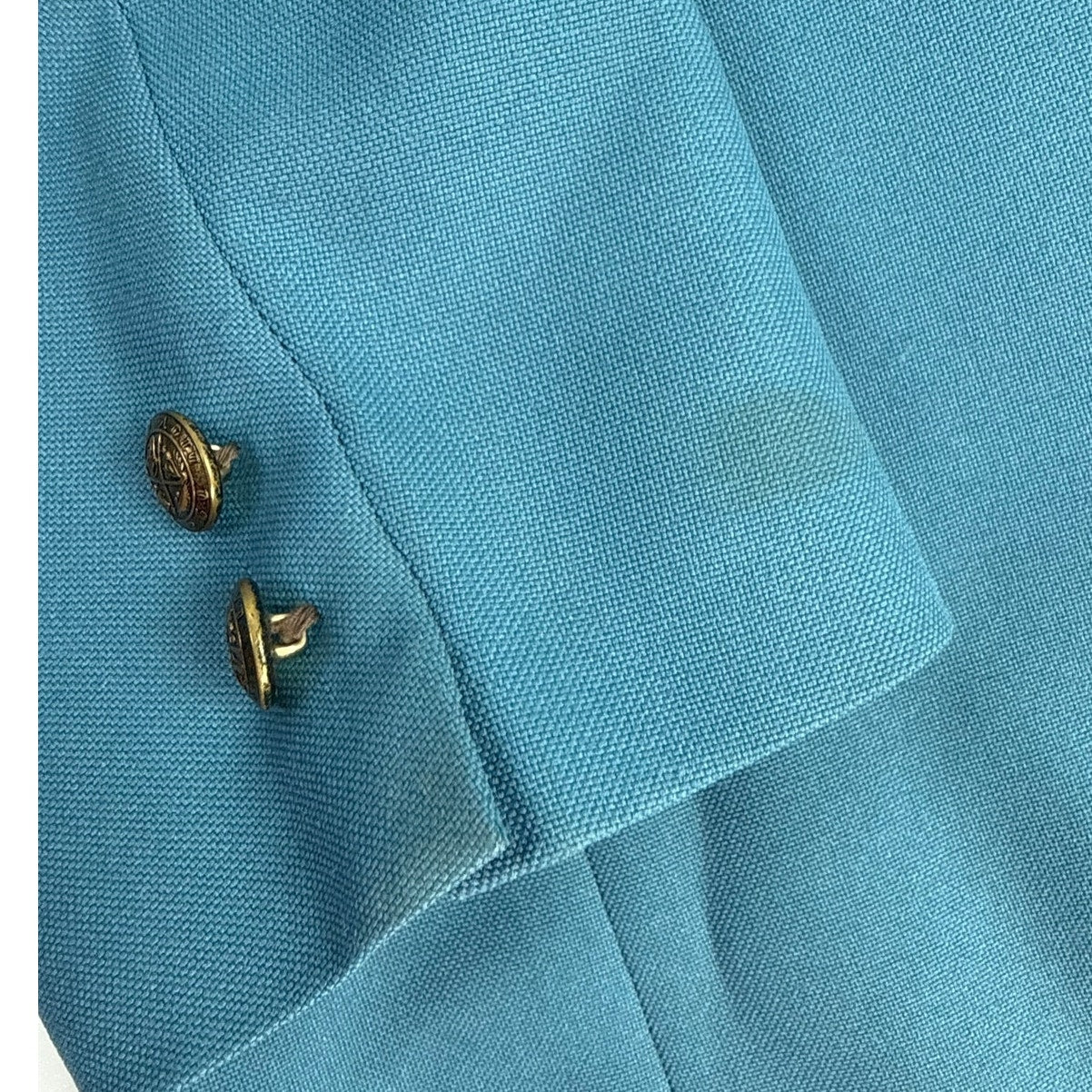 Vintage 1970s Kroesens Men’s Slate Blue Polyester Blazer Brass Buttons 40" Chest