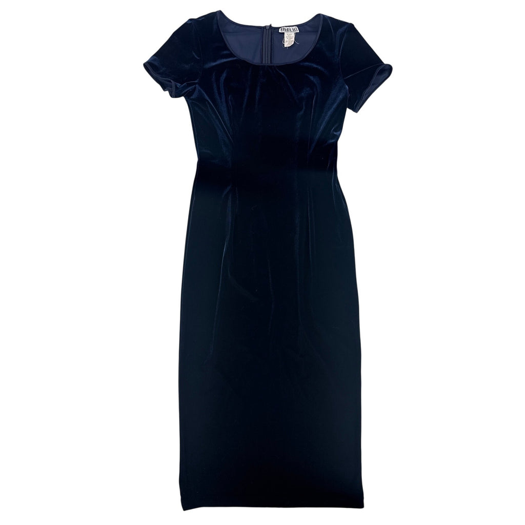 Vintage 90s Robbie Bee Royal Blue Velvet A-Line Maxi Dress Women’s Small