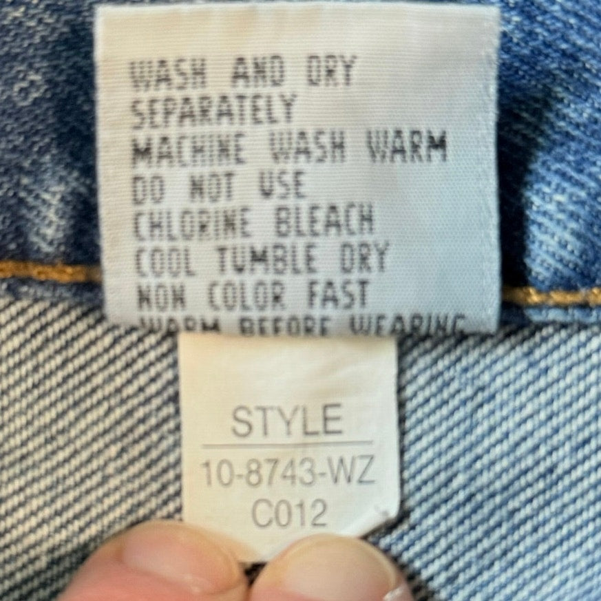 Vintage 90s Women's 7/8 High Waist Denim Jean Skirt Button Down Jordache