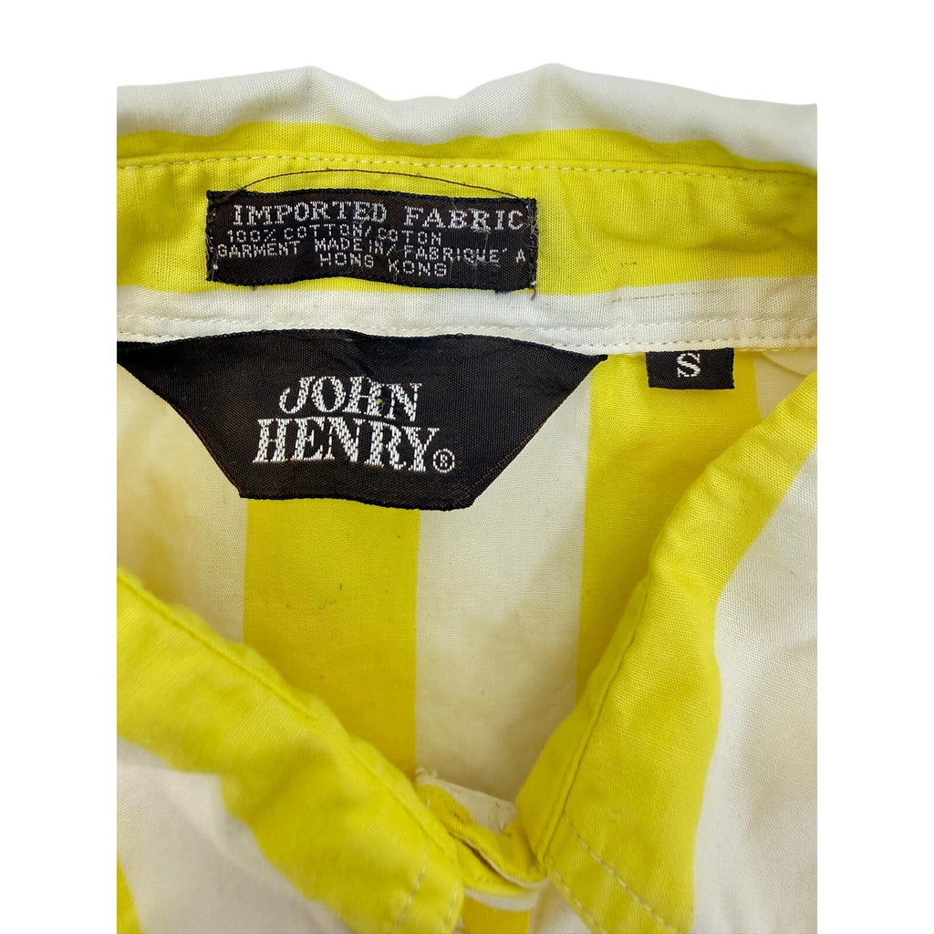 Vintage 80s John Henry Yellow White Stripe Button Front Shirt Women's Small