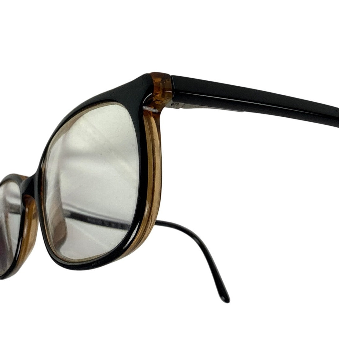 Vintage 90s Tuscany 325 Black Amber Rectangle Eyeglass Frames Italy 48-18-145