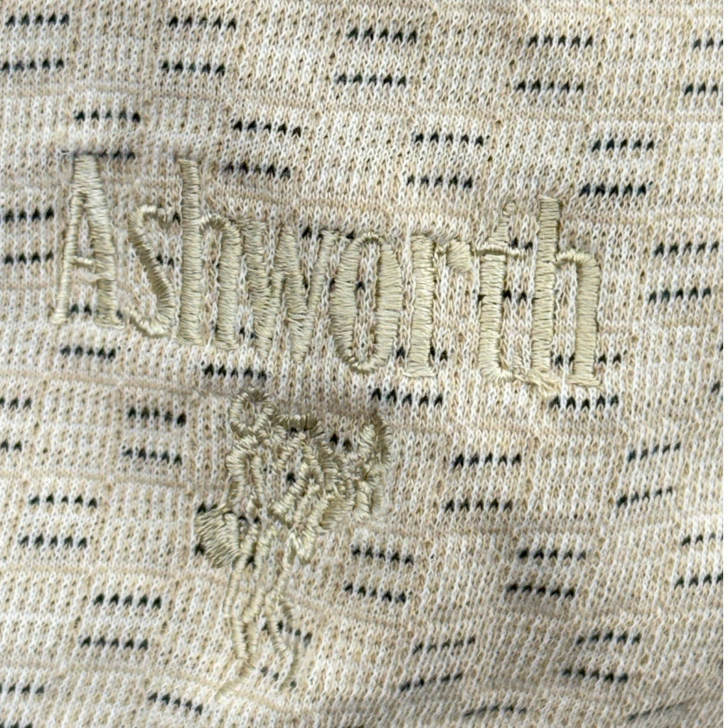 Ashworth Golf Polo Shirt Men's Large Beige Textured USA Made 100% Cotton