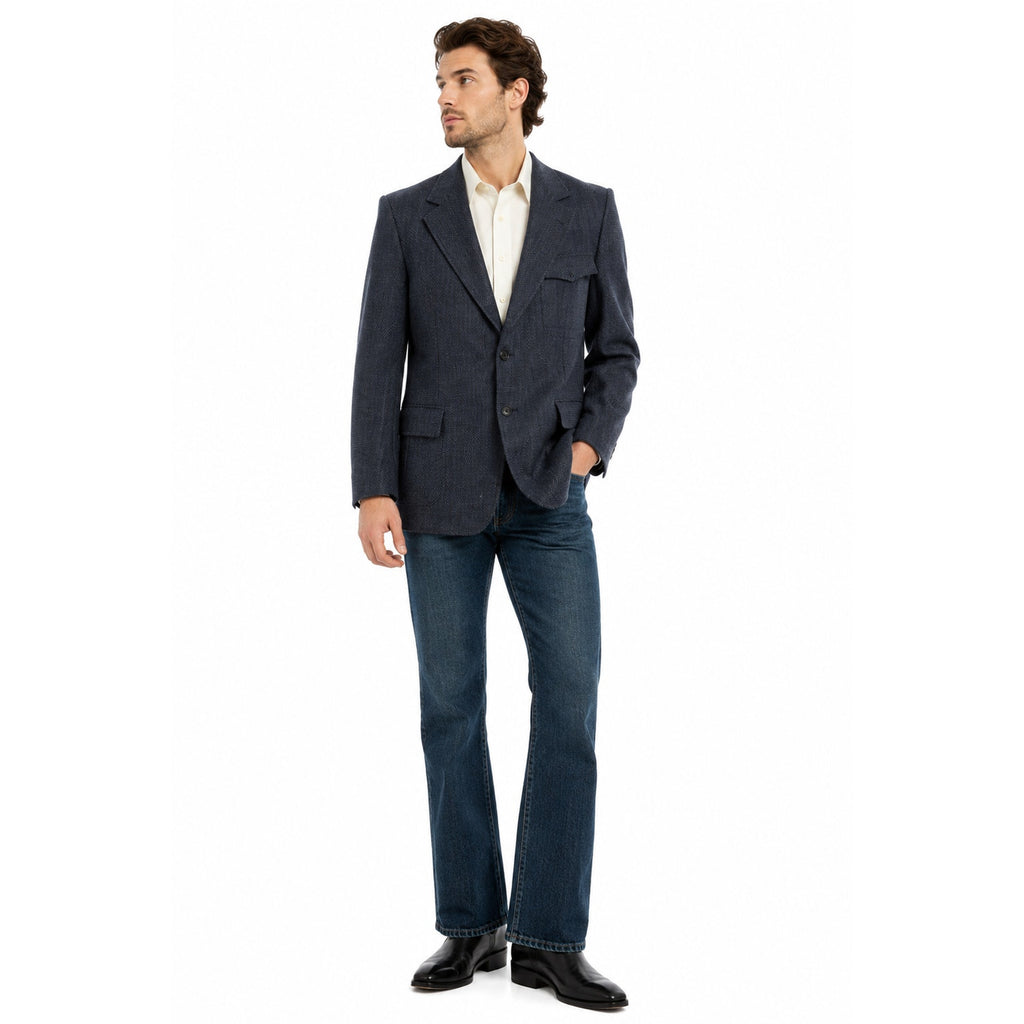 Vintage 1970s D. Capps & Sons Navy Blue Double Knit Blazer Men's 42