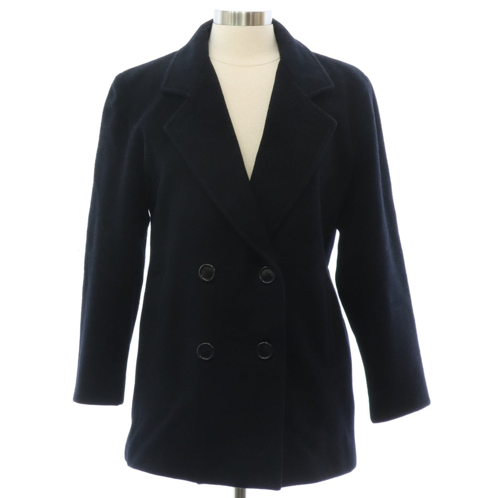Vintage 90s Women’s Medium Leslie Fay Petites Black Wool Double Breasted Coat