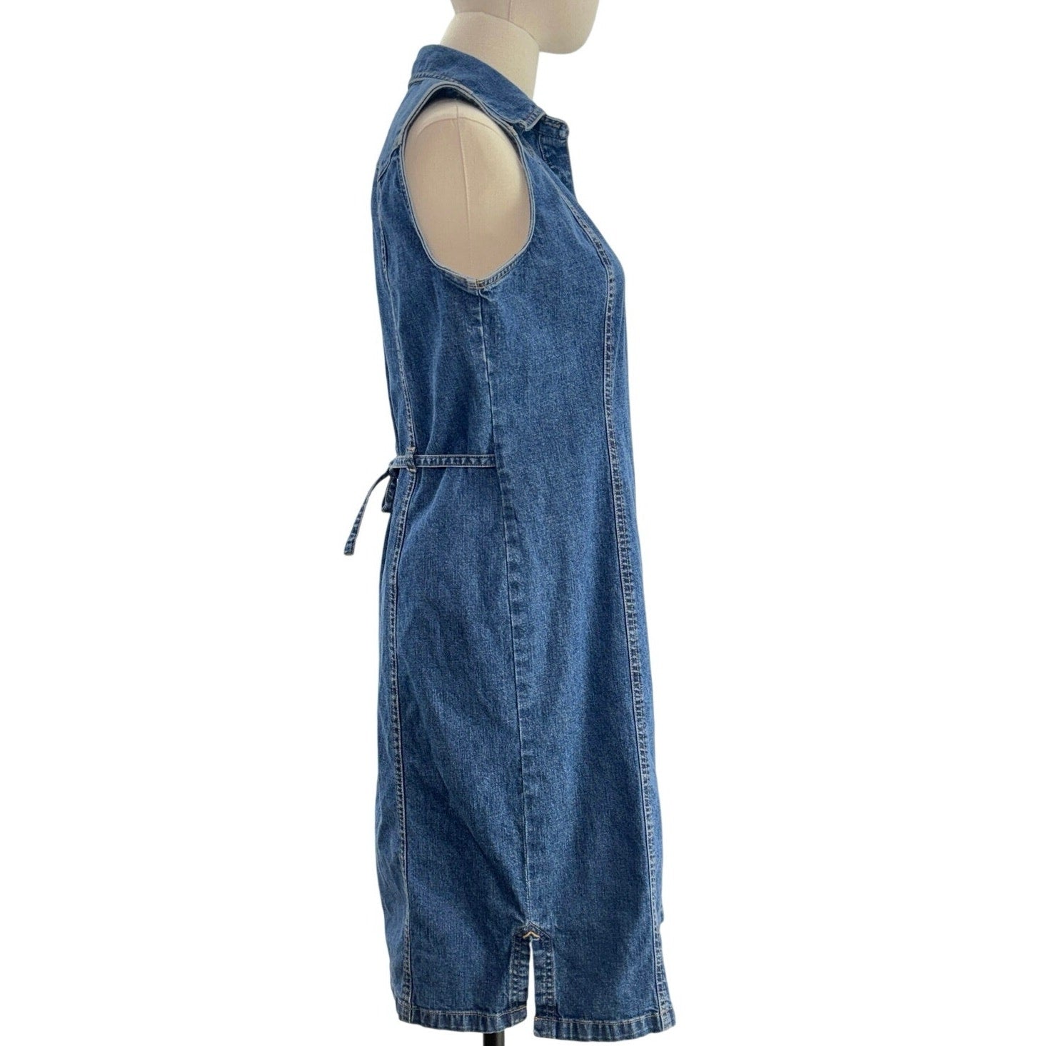 Jessie Jeans Denim Shirt Dress Button Front Tie Back Women's Medium