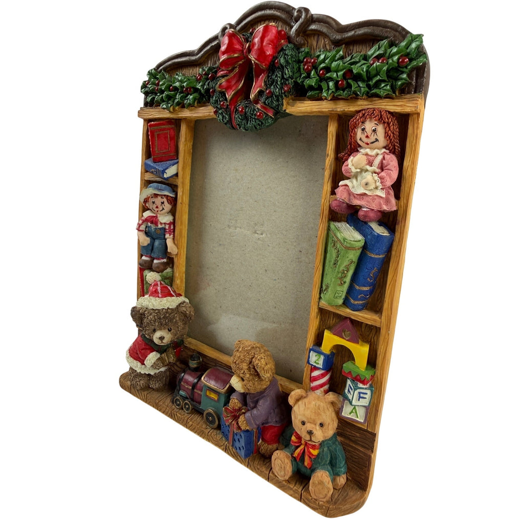 Vintage Christmas Teddy Bear Toy Shelf 3D Resin Photo Frame 3 5x5