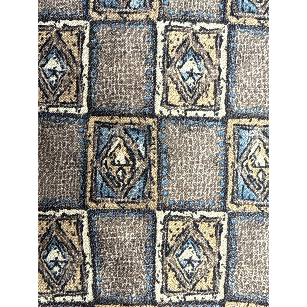 Vintage 90s Villa Bugatti Men's Silk Tie Brown Blue Geometric Check
