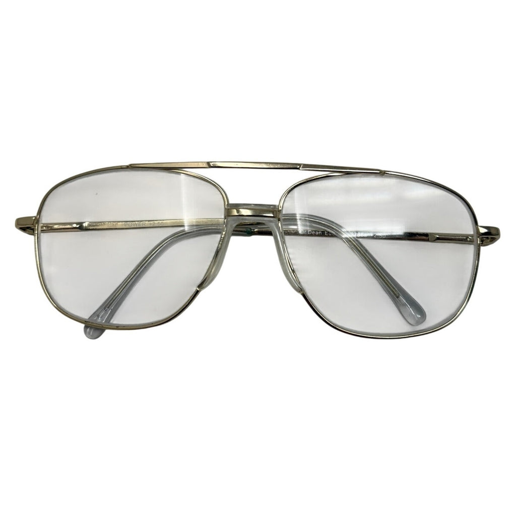 Vintage 80s Men's Frames Dr Dean Edell 10786A +2.50 Aviator Reading Glasses Silver