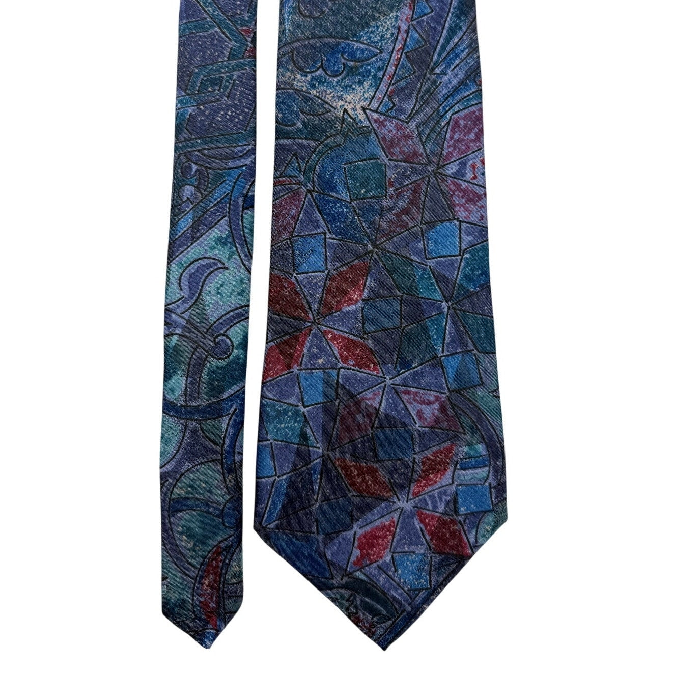 Vintage Executive Collection USA Abstract Wide Necktie Blue Purple 58" Polyester