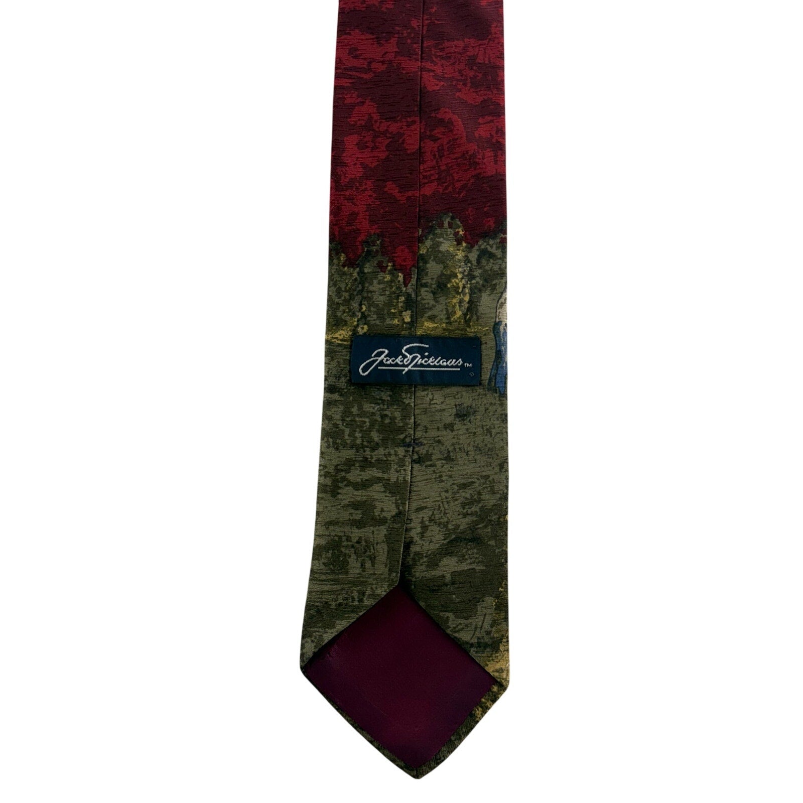 Jack Nicklaus Golf Tie Red Green Gold Made in USA 57.5” x 4”