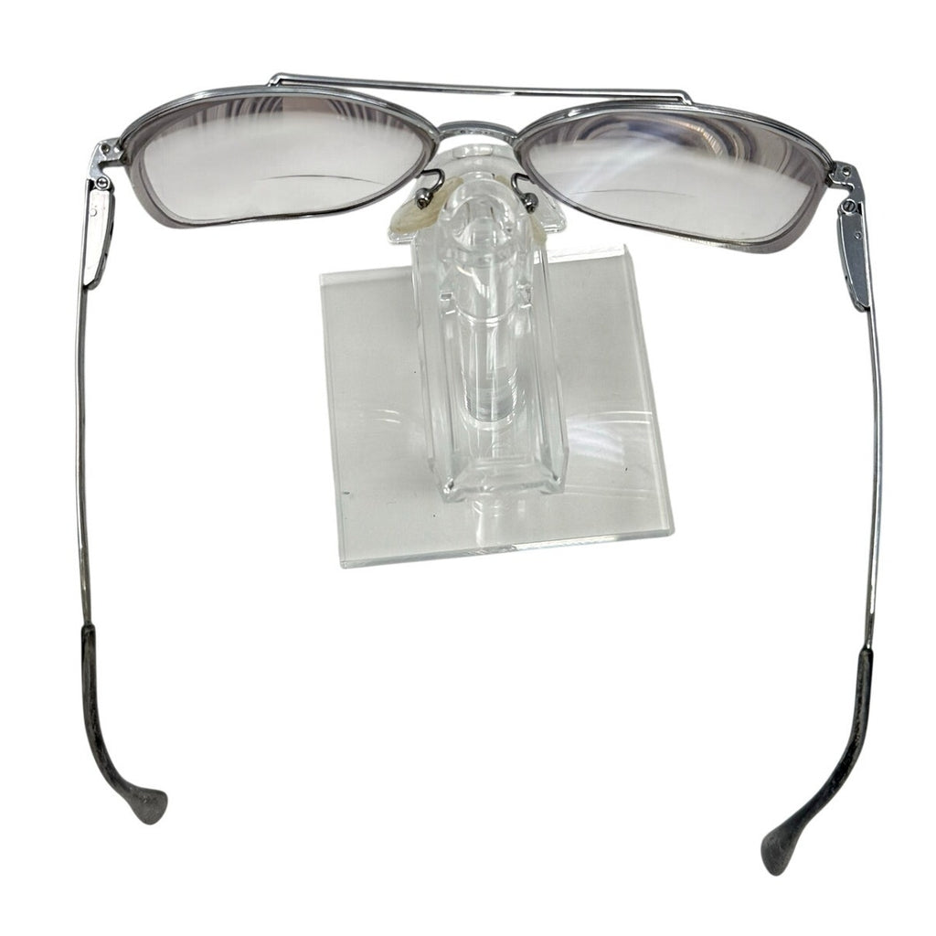 Vintage 80s Men's Frames Aviator Eyeglass Frames Gray Silver Metal 57-15