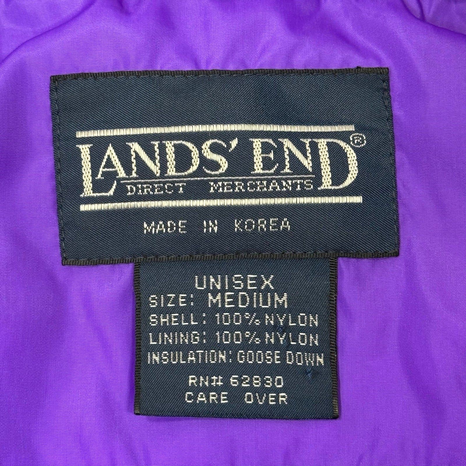 Vintage 90s Men's Medium Purple Puffer Vest Goose Down Unisex Lands’ End