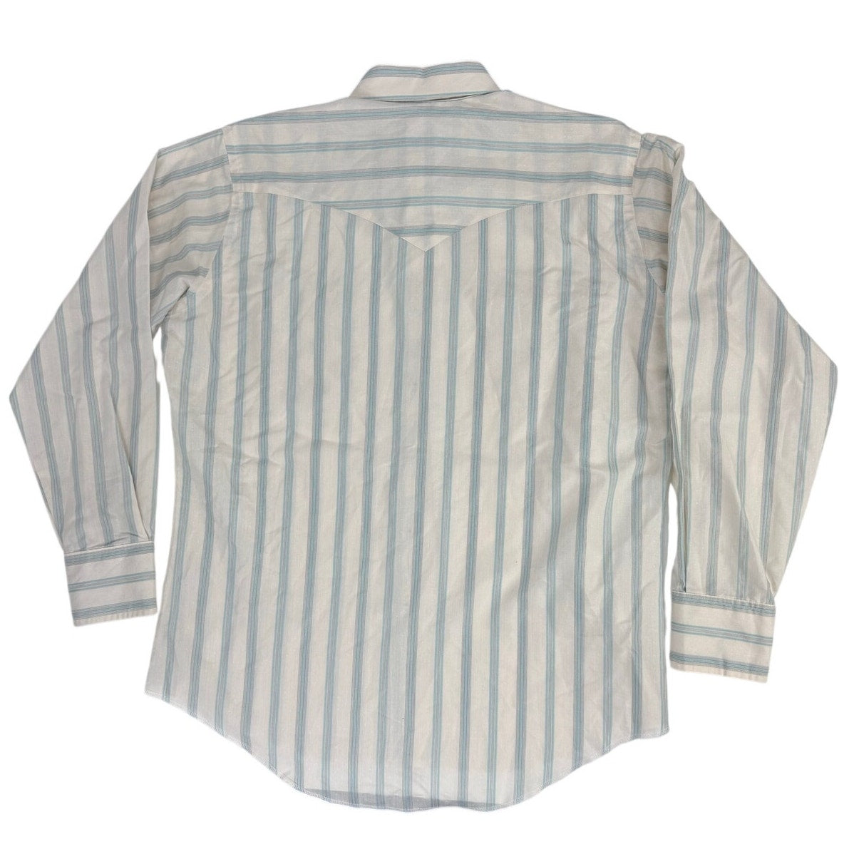 Vintage 80s Wrangler Striped Pearl Snap Western Shirt Men 17x35 USA
