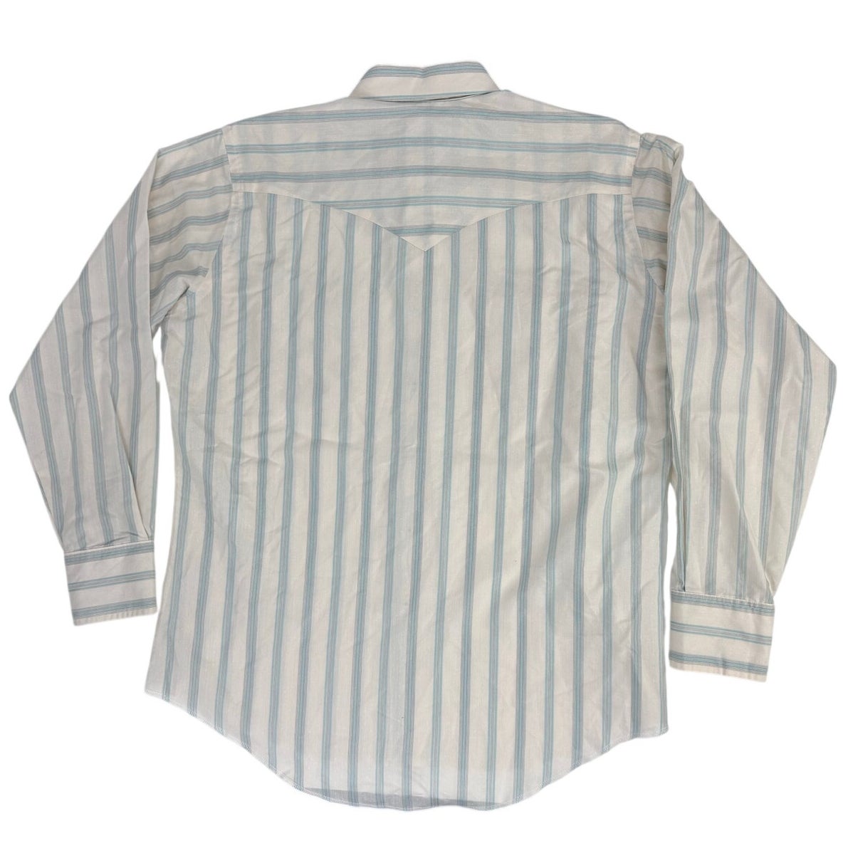 Vintage 80s Wrangler Striped Pearl Snap Western Shirt Men 17x35 USA