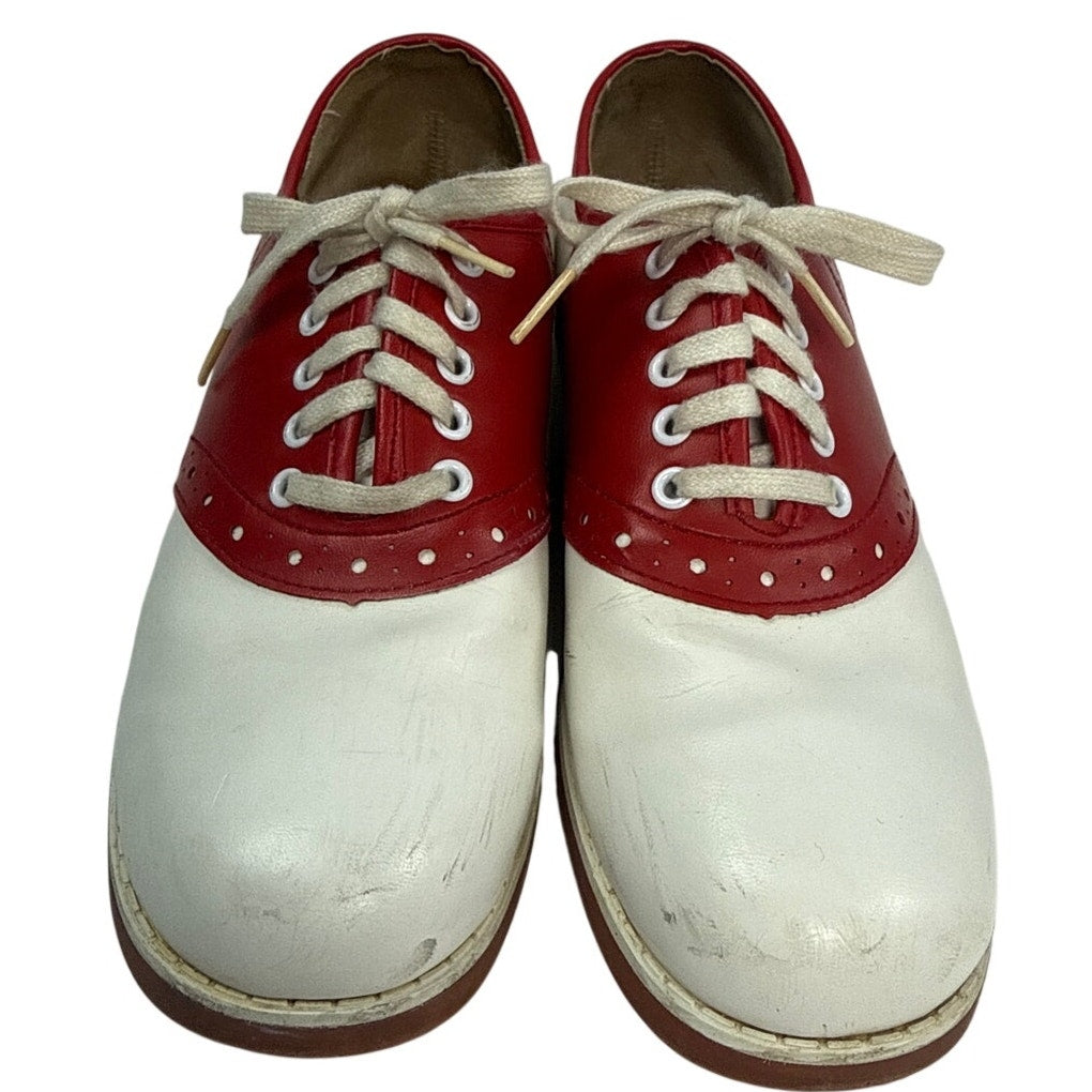 Vintage 70s Sears The Shoe Place Red White Saddle Oxford Shoes Women’s 5.5