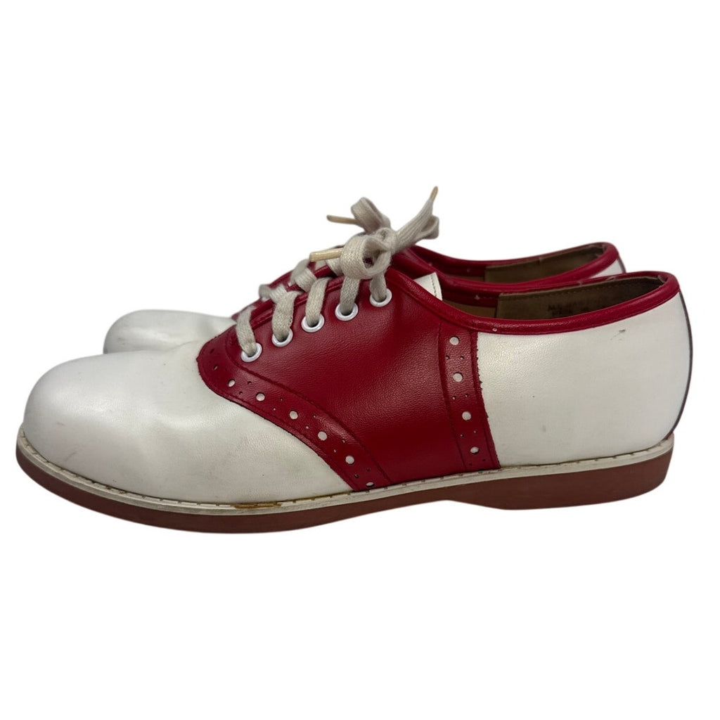 Vintage 70s Sears The Shoe Place Red White Saddle Oxford Shoes Women’s 5.5