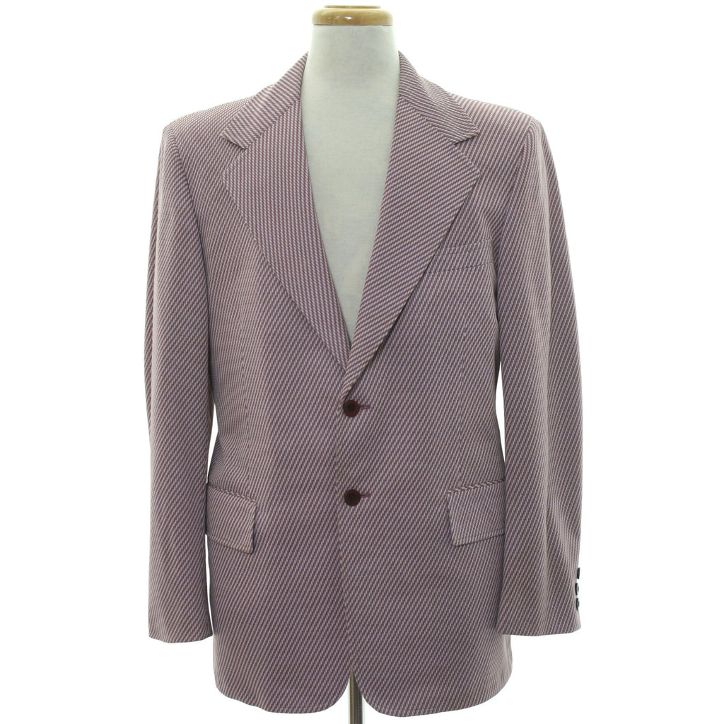 Vintage 70s Clubman Wine Geometric Stripe Polyester Sport Coat 40R