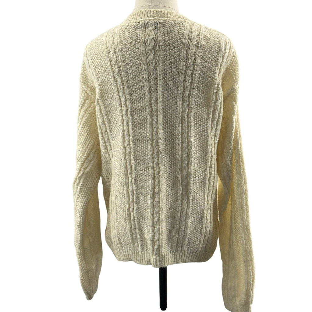 Vintage 90s L.L. Bean Mohair Blend Cardigan Sweater Women's Large Cream Ivory