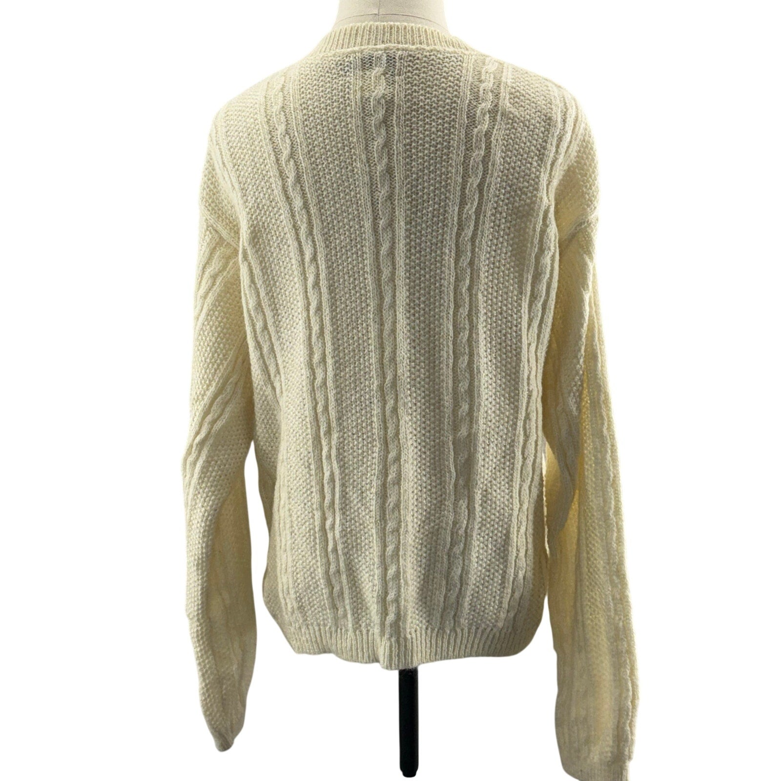 Vintage 90s L.L. Bean Mohair Blend Cardigan Sweater Women's Large Cream Ivory