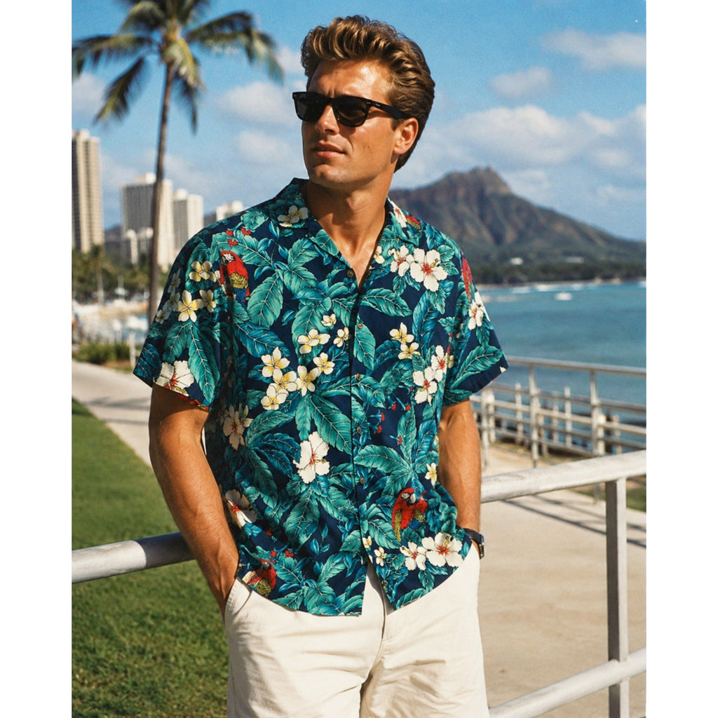 Vintage 90s Hawaii Hawaiian Shirt Mens XL Tropical Floral Cotton Aloha