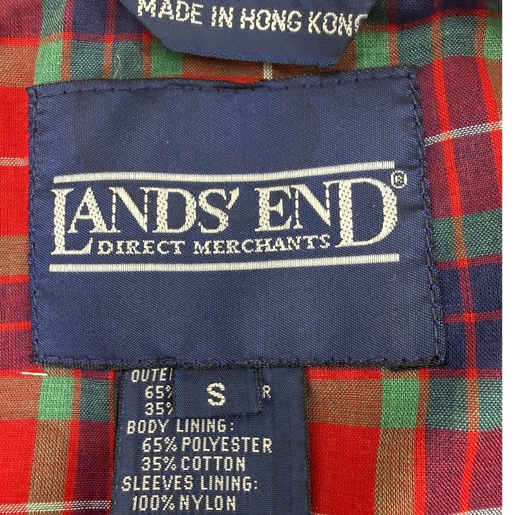 Vintage 90s Lands' End Women's Small Bomber Jacket Tan Plaid Lined Zip Front