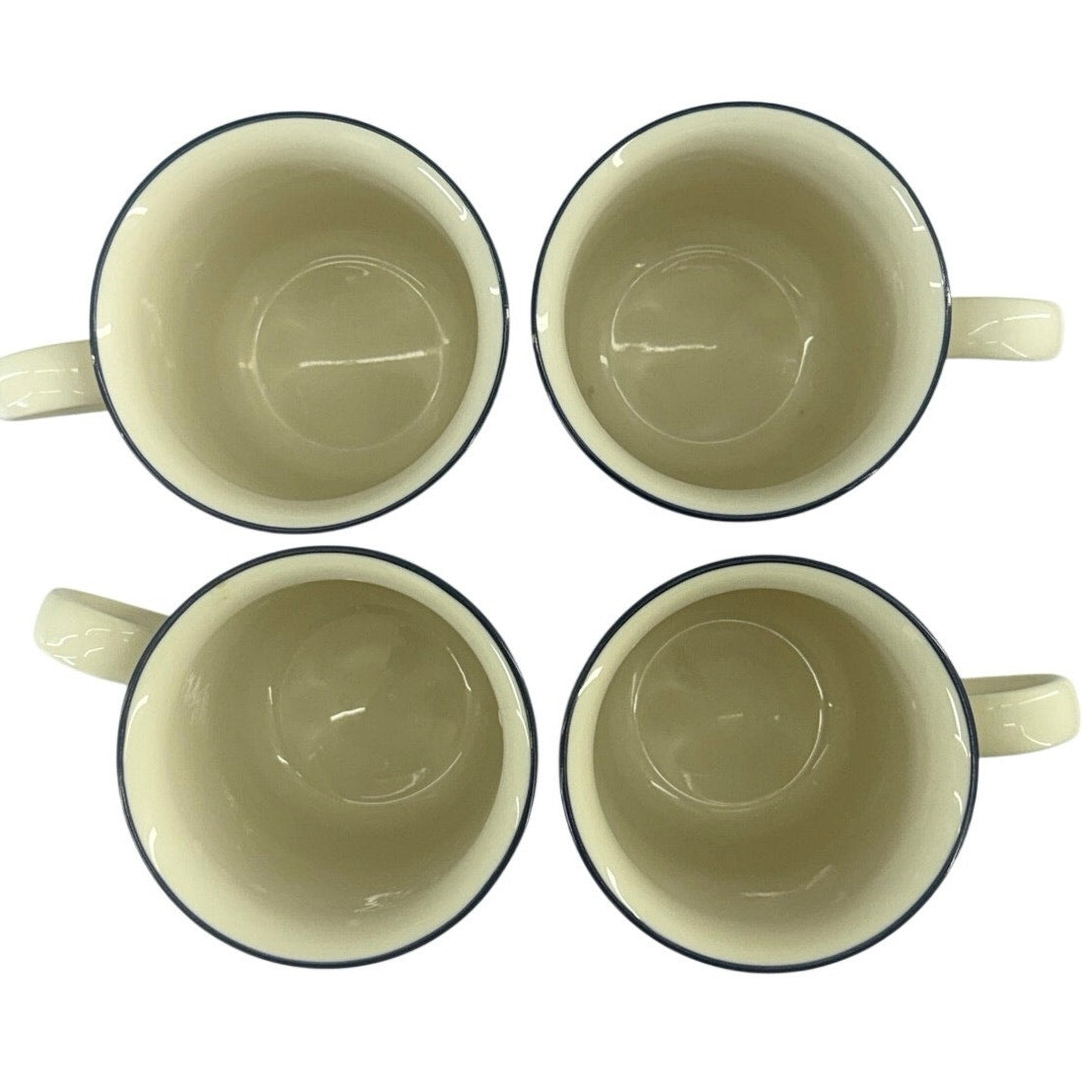 Vintage 90s Lenox Chinastone Poppies on Blue Mugs Set of 4 USA 3.75"
