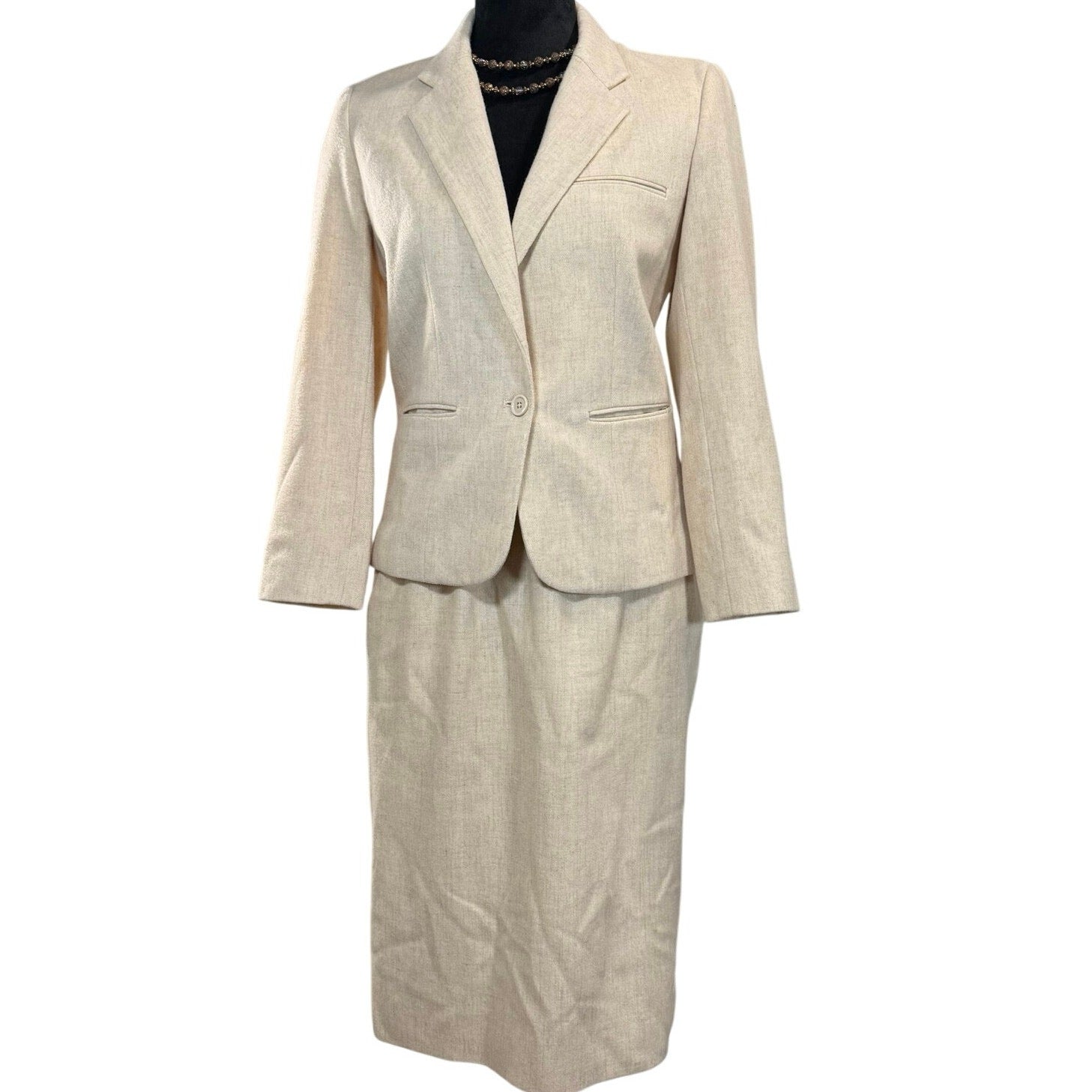 Vintage 70s Women's 6 JH Collectibles Tan Wool Skirt Suit Set