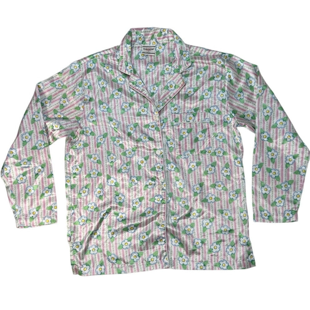 Vintage 90s Mary Engelbreit Pajama Set Women's Small Floral Stripe Sleepwear