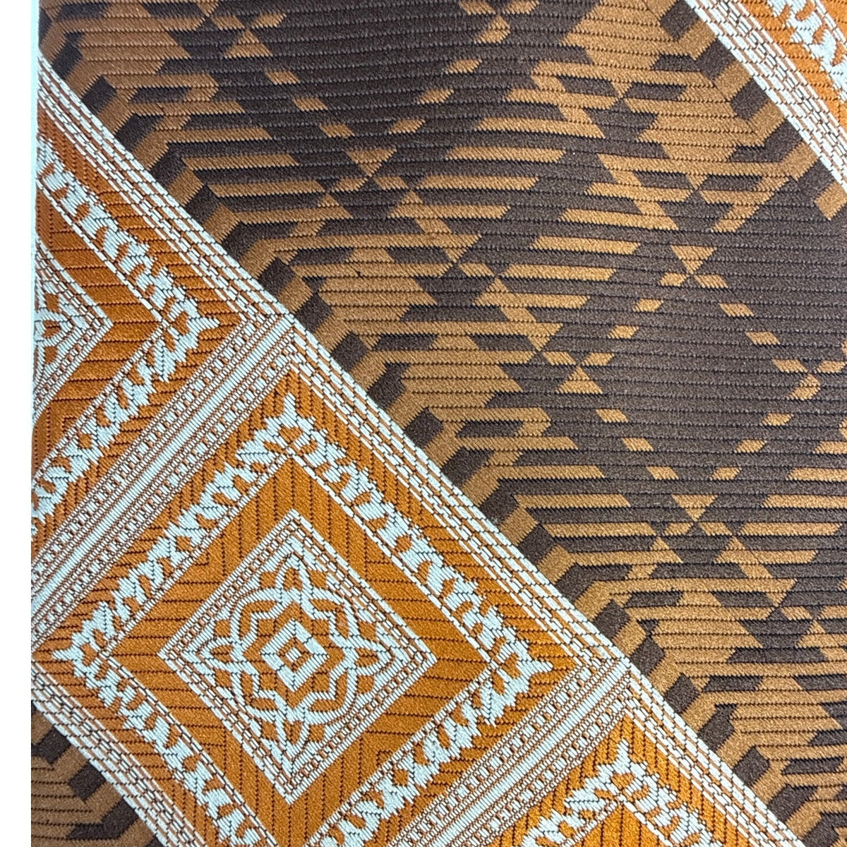 Vintage 70s Exclusive Fashion Brown Rust Geometric Wide Tie 4.5” x 54”