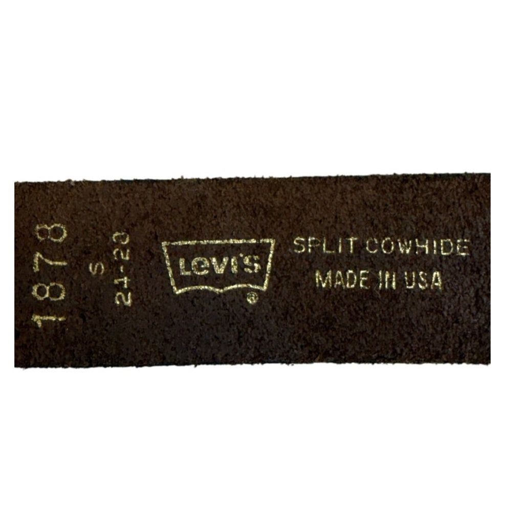 Levi's Western Leather Belt Small Brown Interchangeable Buckle Made in USA
