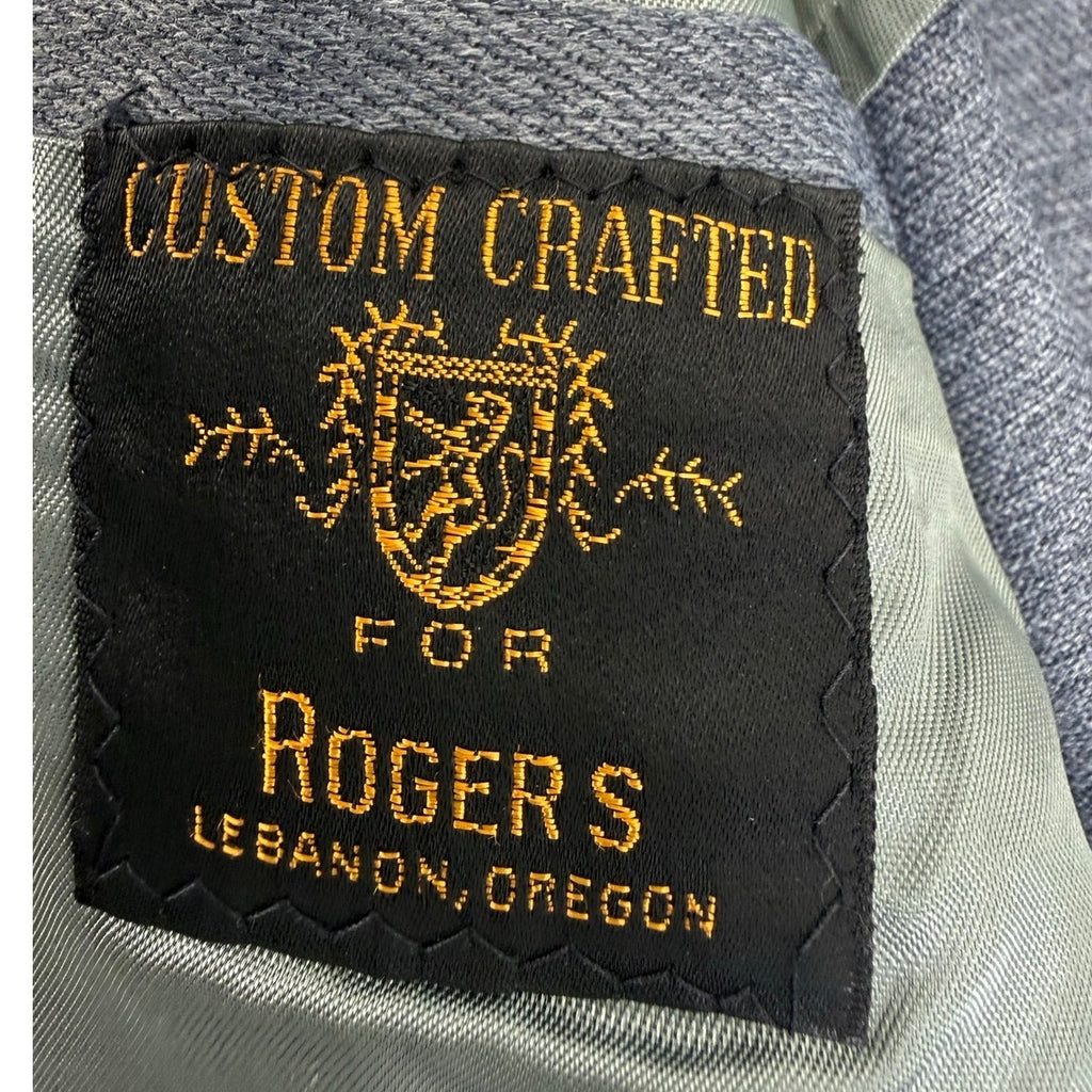 Vintage 70s Rogers Gray Blue Double Knit Sport Coat Blazer Mens 40 USA
