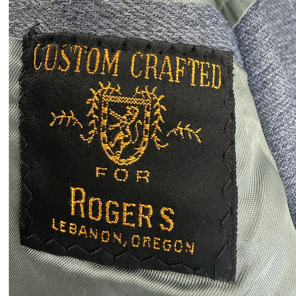 Vintage 70s Rogers Gray Blue Double Knit Sport Coat Blazer Mens 40 USA