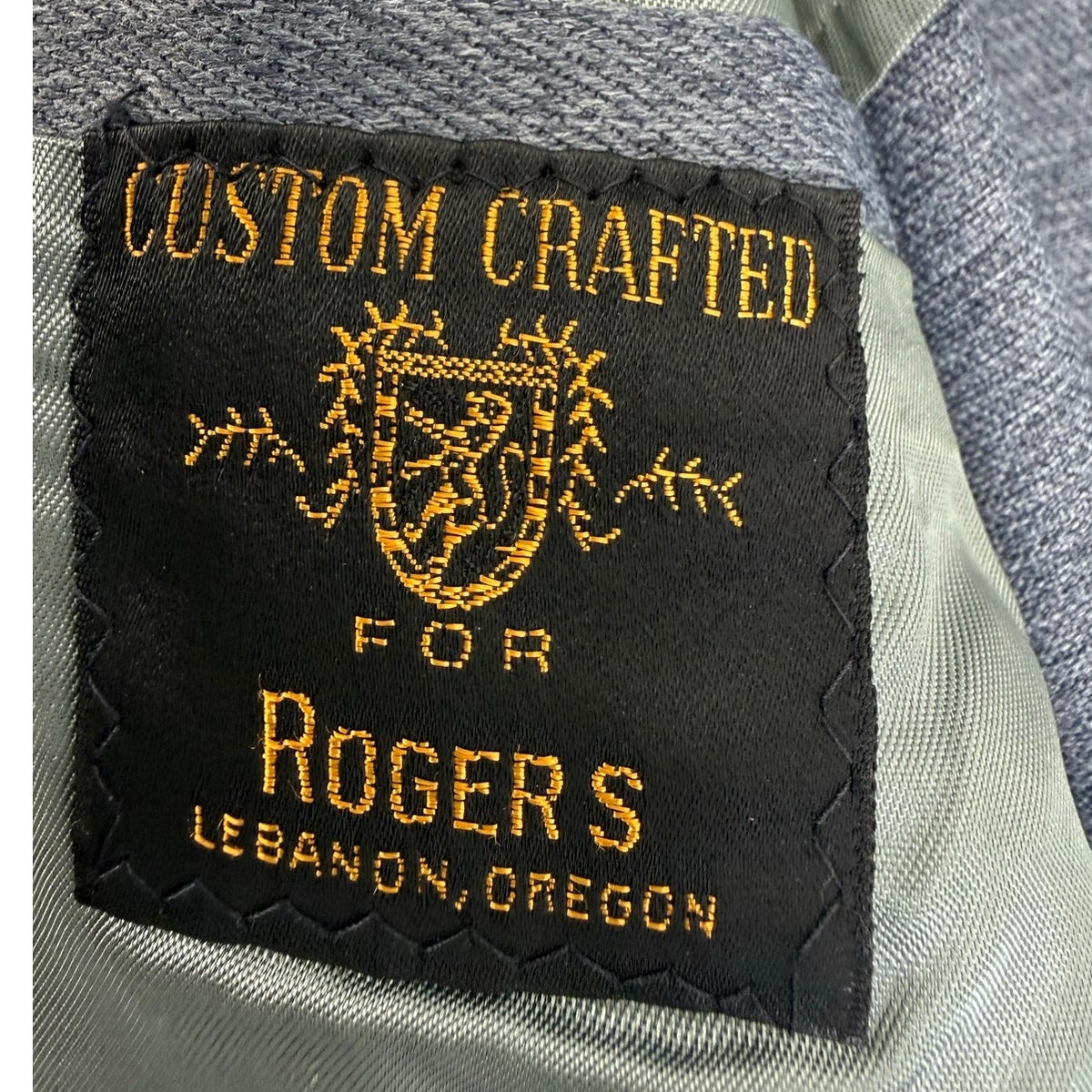 Vintage 70s Rogers Gray Blue Double Knit Sport Coat Blazer Mens 40 USA