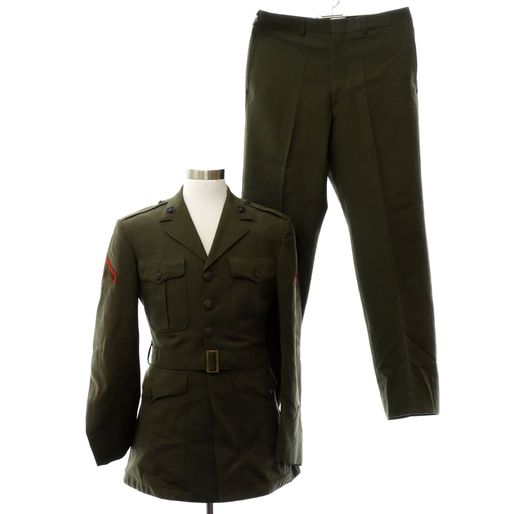Vintage 80s USMC Olive Green Wool Service Alpha Uniform Suit Men’s 38