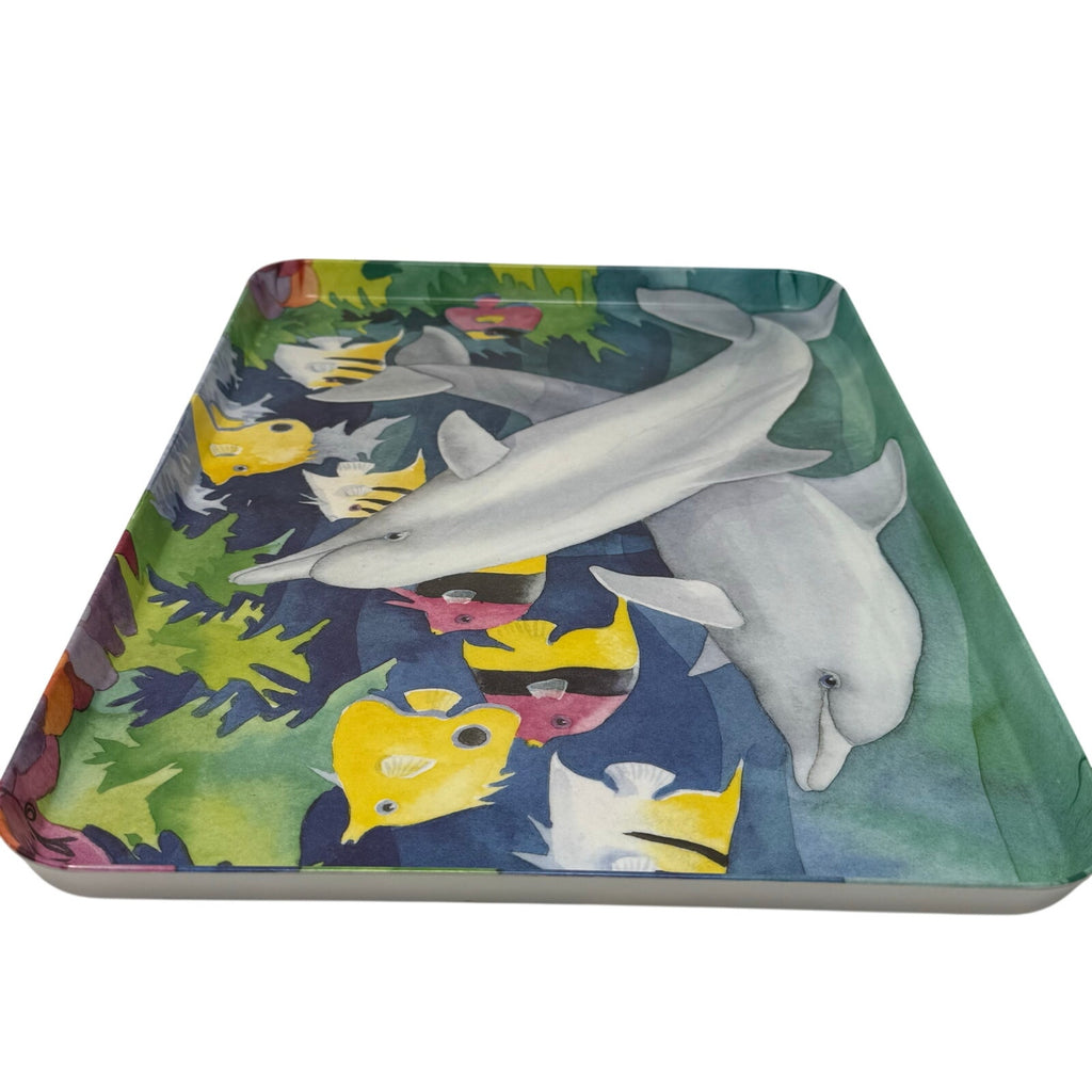 Vintage 90s Dolphin Fish Serving Tray Platter Keller Charles Italy 18.5"