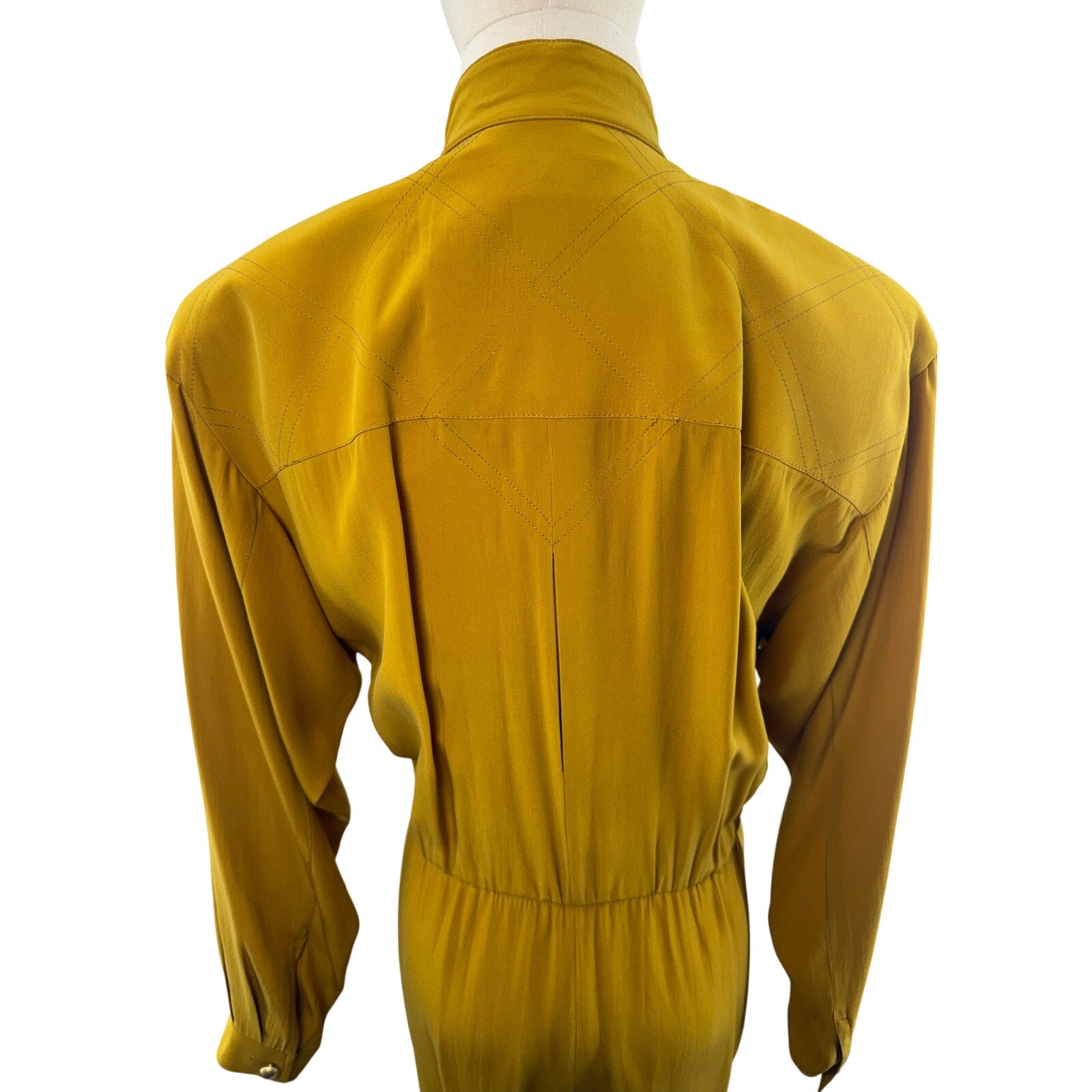 Vintage 90s Silk Jumpsuit Gold Amber Women's 2P Liz Claiborne
