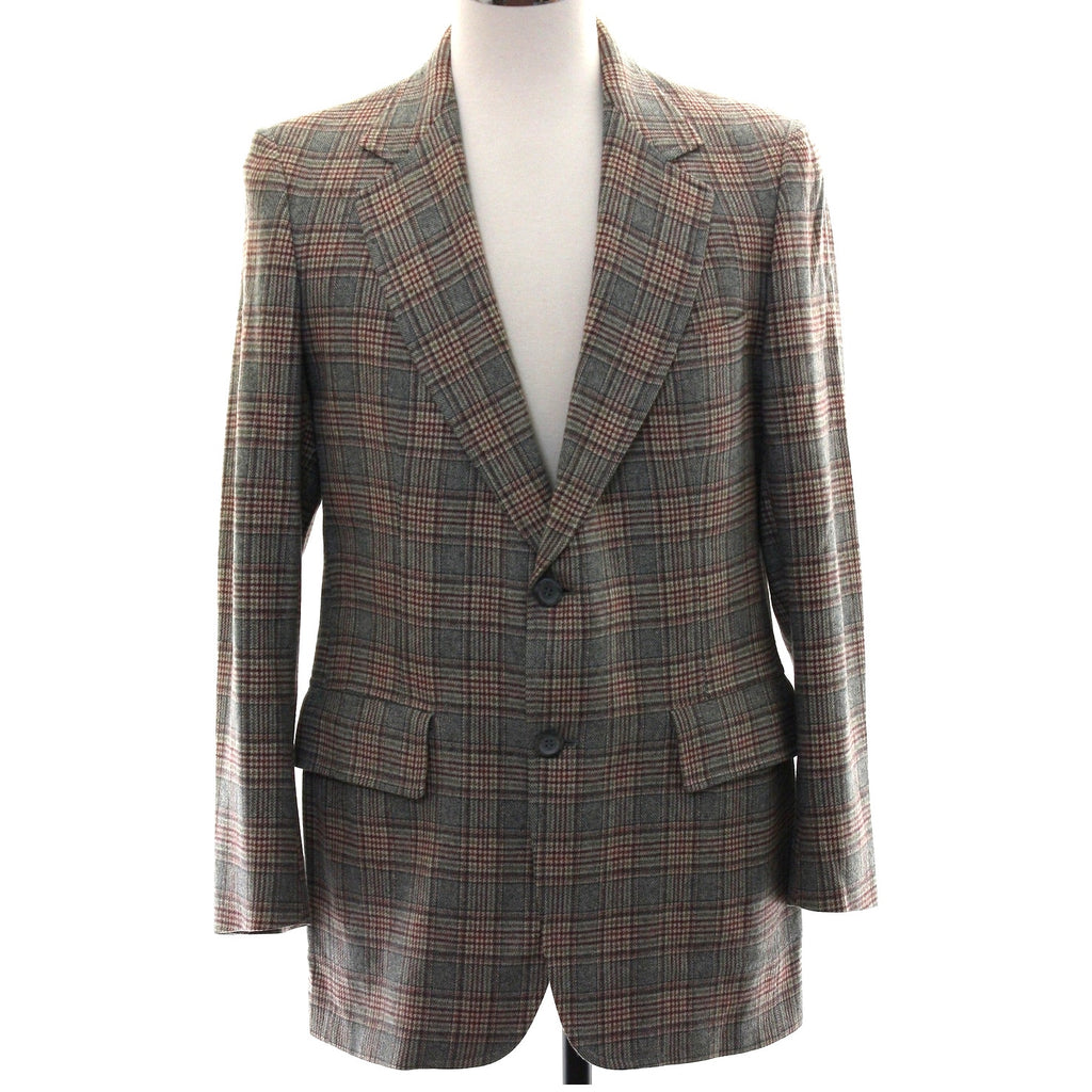 Vintage 70s Men's Large 42 Pendleton Wool Plaid Blazer Gray Tweed Sport Coat