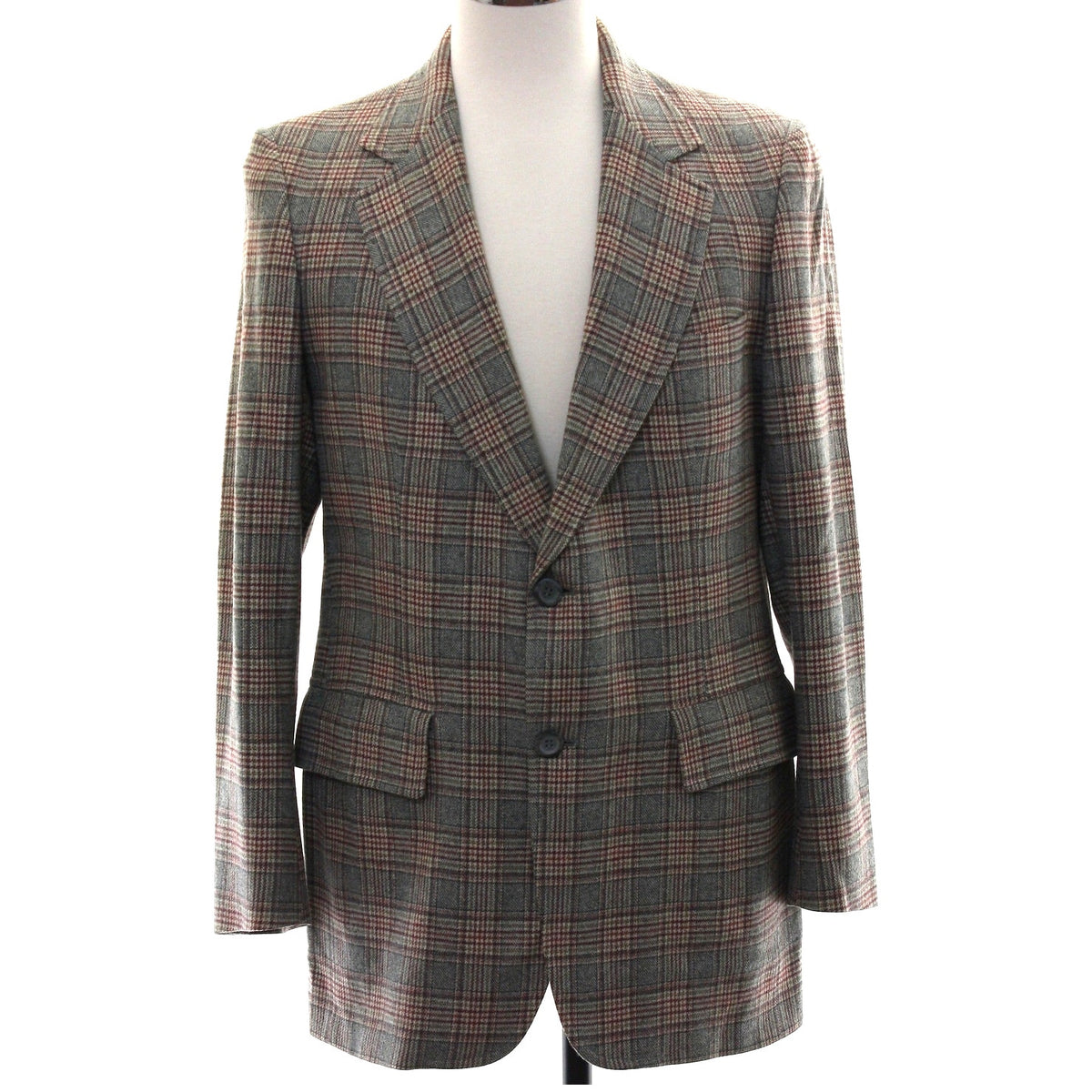 Vintage 70s Men's Large 42 Pendleton Wool Plaid Blazer Gray Tweed Sport Coat
