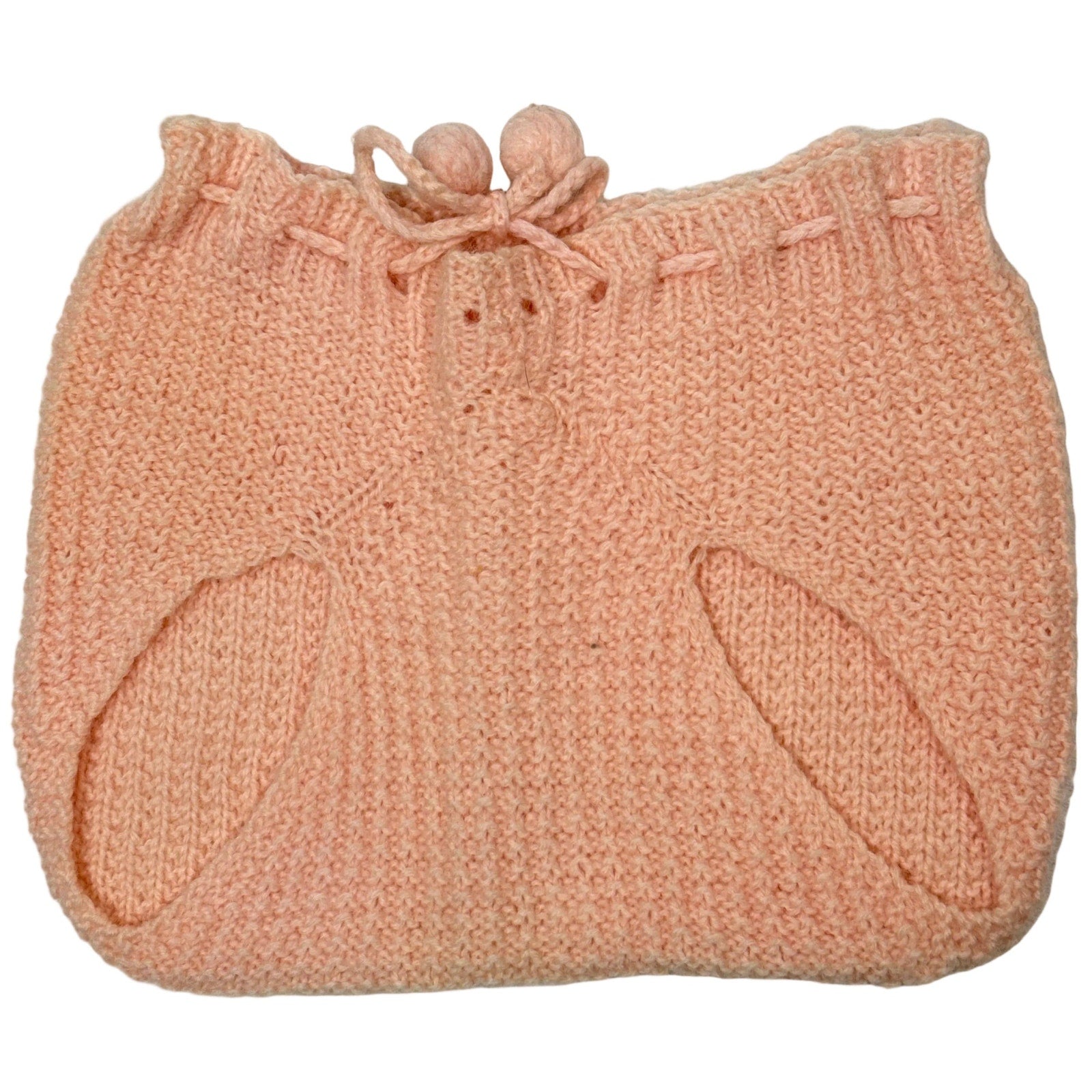 Vintage 60s Bloomers Diaper Cover Wool Knit Peach Unisex Child Drawstring
