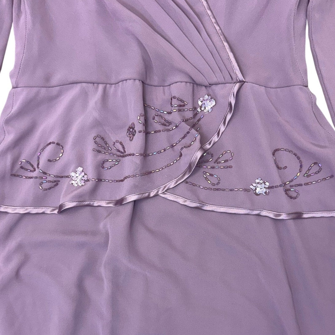 Vintage 70s Patra Plum Sequin Maxi Dress USA Women's Size 14