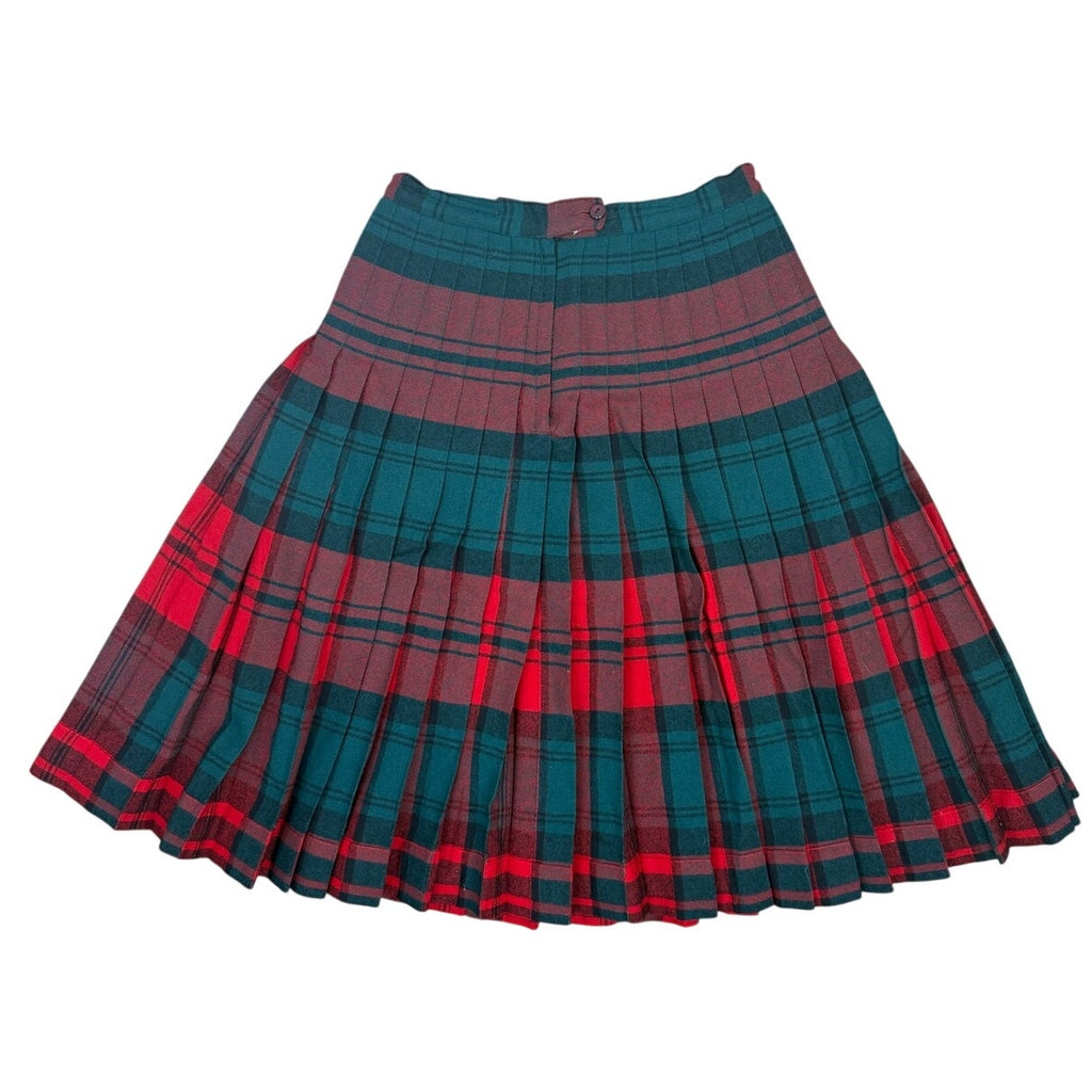 Vintage 1950s Pendleton Turnabout Reversible Plaid Pleated Wool Skirt 28