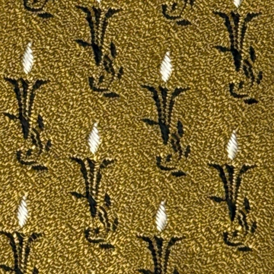 Vintage 60s Beau Brummell Gold Rayon Skinny Tie Candle Flame Motif