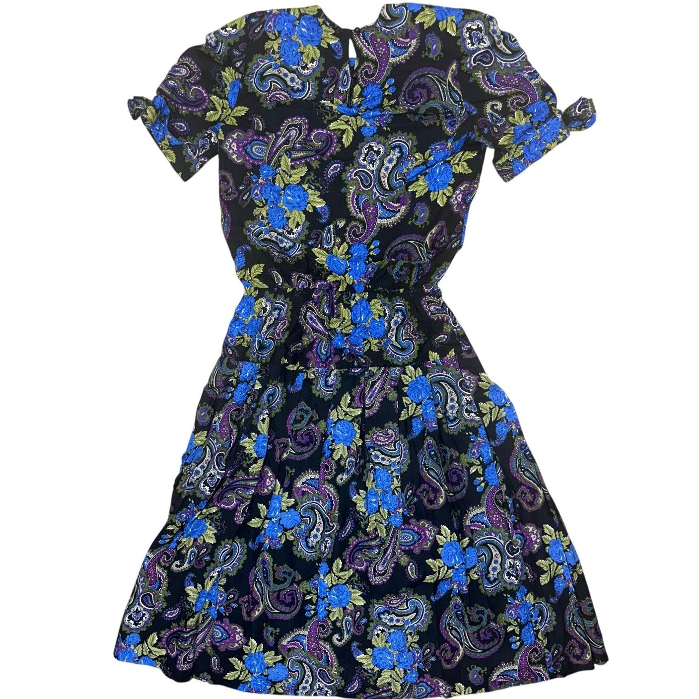 Vintage 80s Jeffrey & Dara Floral Paisley Rayon Maxi Dress Womens 9/10