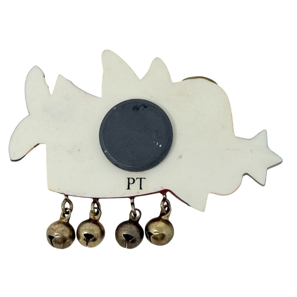 80s Angel Christmas Fridge Magnet w Jingle Bells Holiday Decor