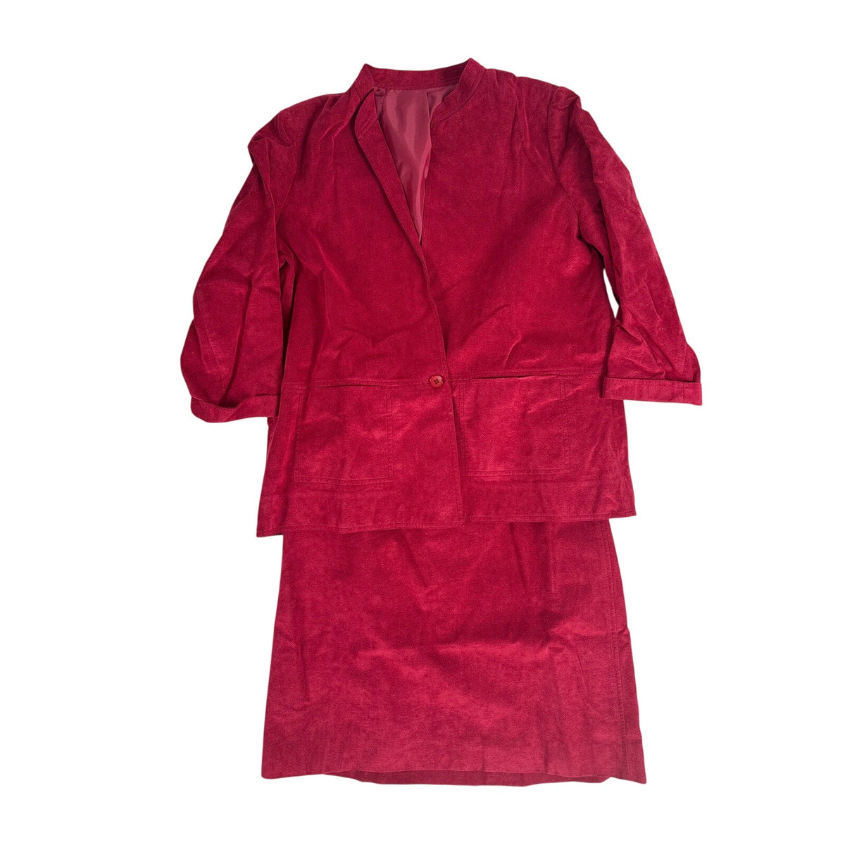 Vintage 90s Baron Peters Wine Ultrasuede Skirt Suit Set Women's Large