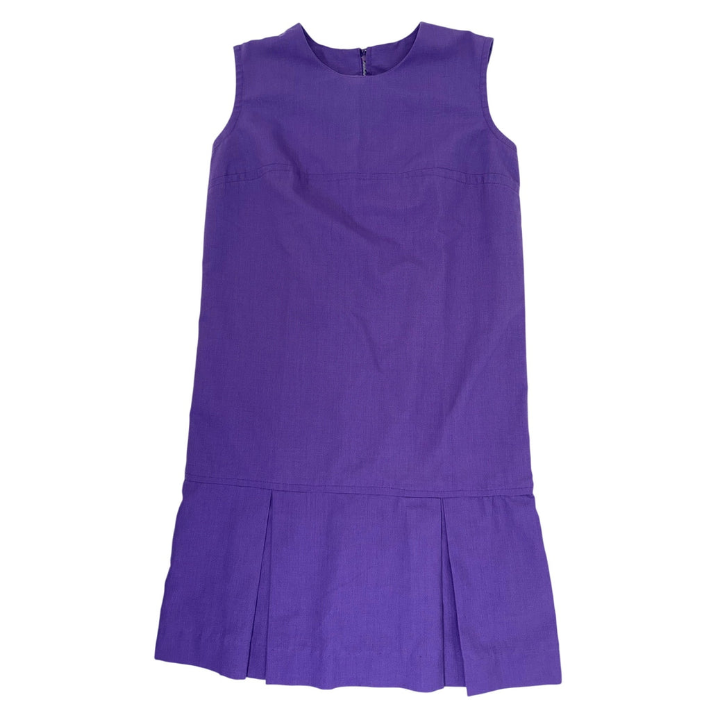 Vintage 1960s Purple Shift Dress Sleeveless Mod Cotton Blend Women's Medium
