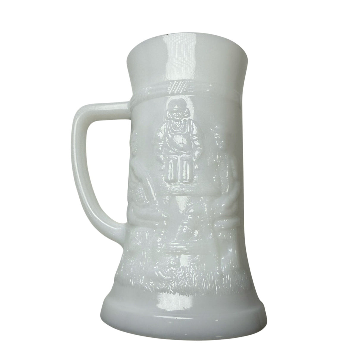 Vintage 60s Federal Glass Milk Glass Mug Beer Steins Colonial Tavern Scene (3)