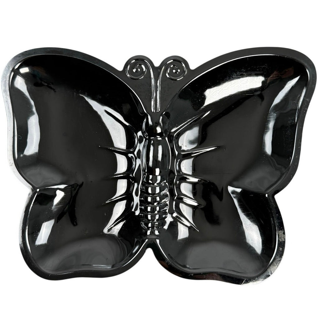 Vintage 70s Butterfly Silver Tone Metal Trinket Catchall Trays Hong Kong Set 3