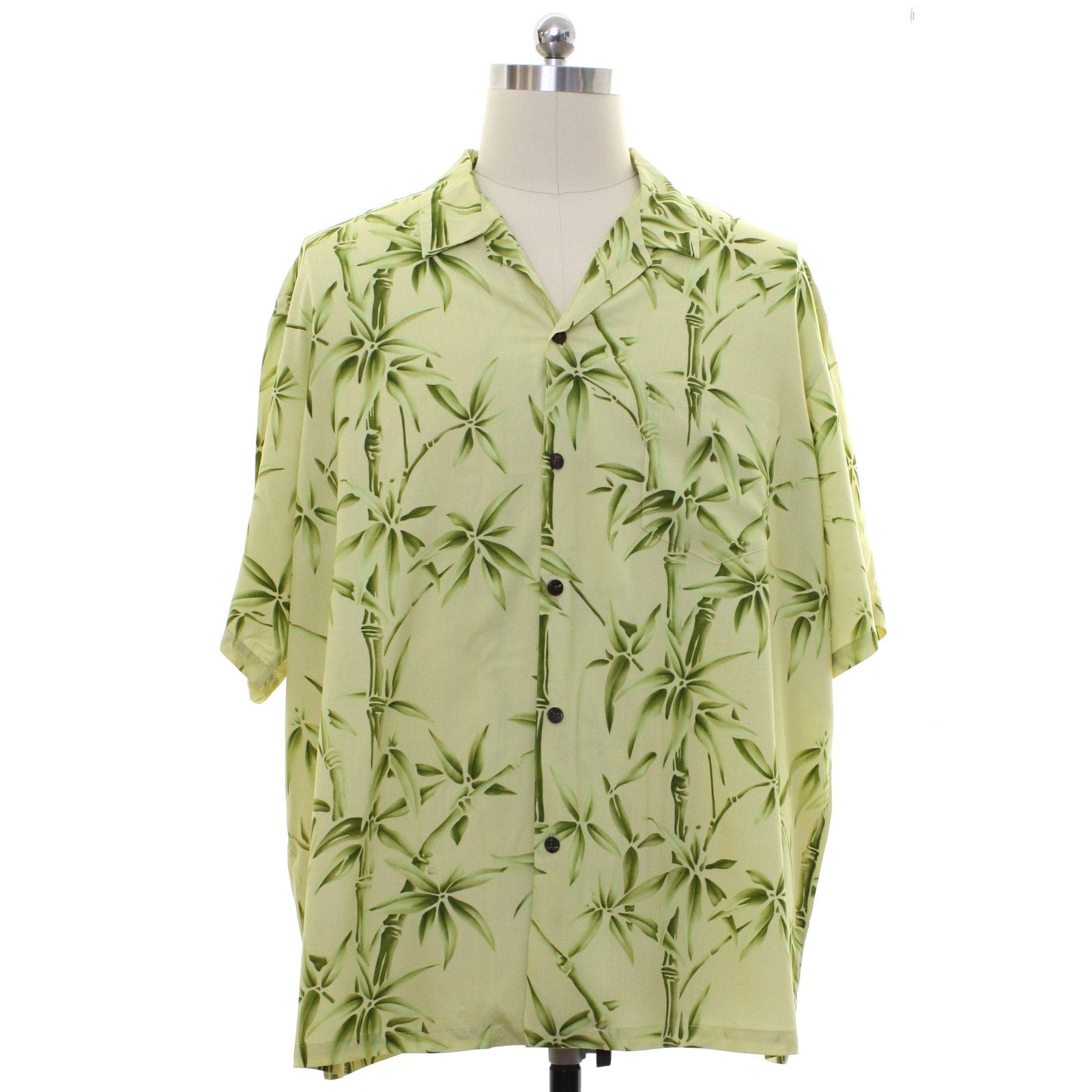 Vintage 80s Bishop St Hawaiian Bamboo Print Shirt Men's 3XL Cotton Aloha